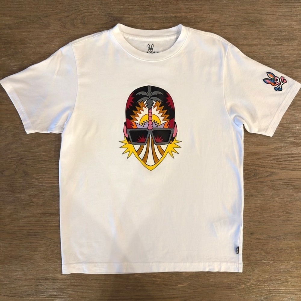Psycho Bunny x Daddy Yankee Collab Graphic T Shirt-White-Teen Size XL 18/20